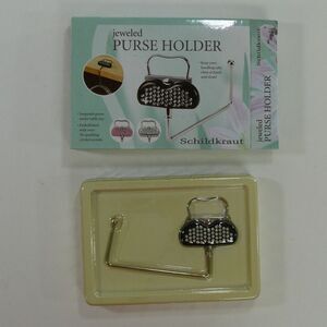 NEW Schildkraut JEWELED purse holder hanger desk suspends clean bag